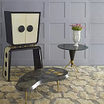 Дизайнерский журнальный столик с круглой столешницей на золотых ножках Risenbix варинант исполнения - 1 | Loft Concept в Санкт-петербурге