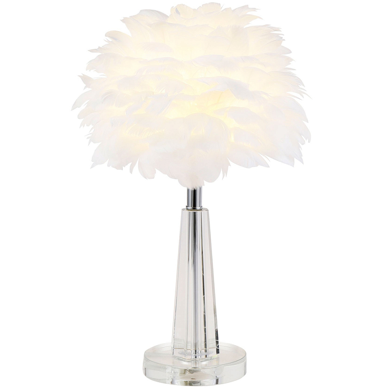 Настольная лампа с перьями Plumage White Table Lamp Прозрачный Белый Хром в Санкт-петербурге | Loft Concept 