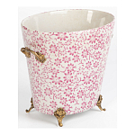 Кашпо из белого фарфора с розовым цветочным орнаментом Eden Garden варинант исполнения - 2 | Loft Concept в Санкт-петербурге