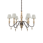 Люстра на металлическом основании с 6-ю белыми тканевыми абажурами Terrain варинант исполнения - 2 | Loft Concept в Санкт-петербурге