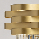 Люстра цвета матового золота с металлическими лентами и длинными прозрачными подвесками Gilded Waves варинант исполнения - 7 | Loft Concept в Санкт-петербурге