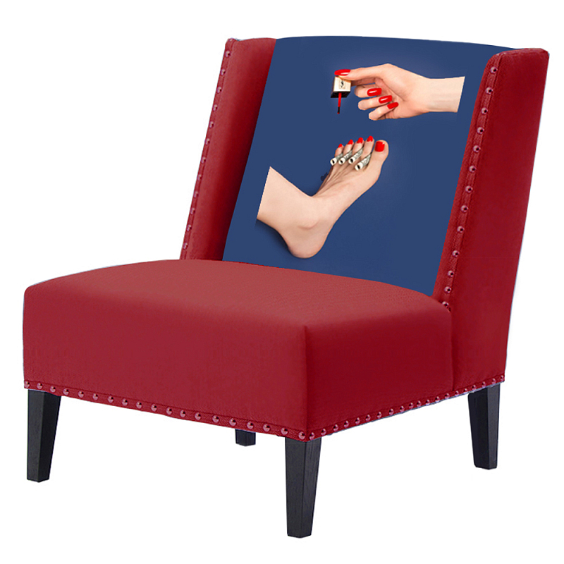 FUN Armchair "Pedicure" Red Дизайнерское кресло с цветным принтом Бургундский красный Сапфирово-синий в Санкт-петербурге | Loft Concept 