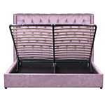 Кровать двуспальная фиолетовая с основанием из массива дерева с мягким изголовьем Velour Beds варинант исполнения - 3 | Loft Concept в Санкт-петербурге