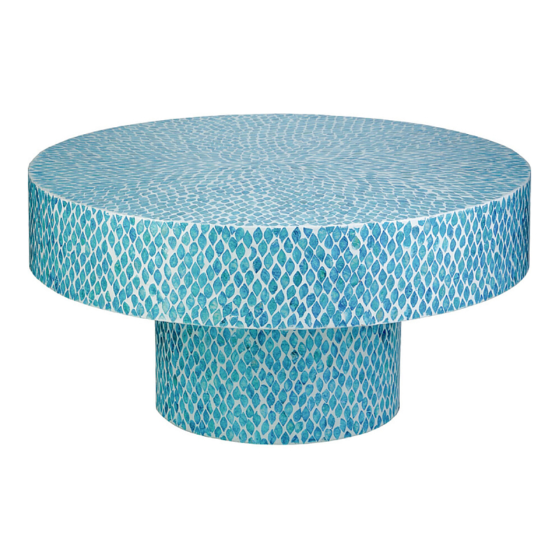 Стол Кофейный с инкрустацией Flower Blue Голубой Стол Кофейный с инкрустацией Flower Blue Голубой в Санкт-петербурге | Loft Concept