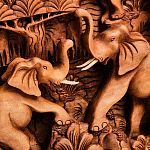 Панно из дерева пять слонов Panel With Animals варинант исполнения - 4 | Loft Concept в Санкт-петербурге