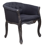 Кресло низкое в стиле прованс Черный Лен Louis French Armchair  варинант исполнения - 1 | Loft Concept в Санкт-петербурге