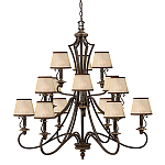 Люстра бронзового цвета с бежевыми абажурами из органзы в классическом стиле Hinkley варинант исполнения - 1 | Loft Concept в Санкт-петербурге
