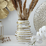 Ваза белая с рельефной поверхностью и золотыми полосами Vase Beehive варинант исполнения - 5 | Loft Concept в Санкт-петербурге