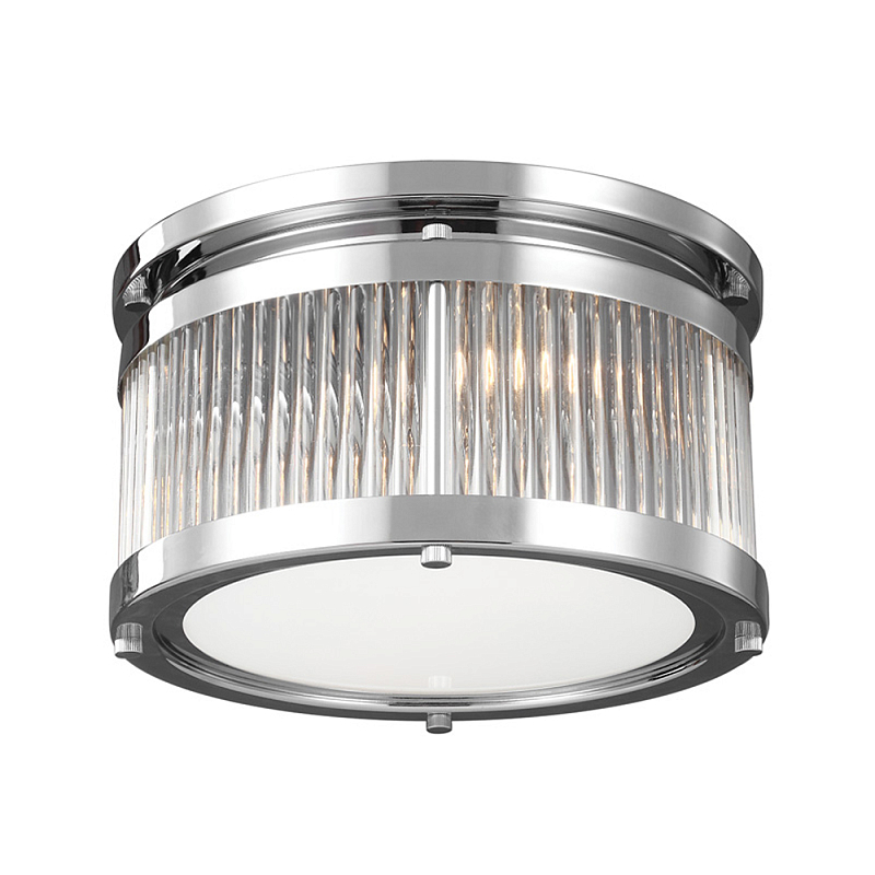 Потолочный светильник с цилиндрическим плафоном из рифленого прозрачного стекла Feiss Прозрачный Хром в Санкт-петербурге | Loft Concept 