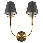 Бра с металлическим основанием бронзового цвета и 2-мя черными конусовидными абажурами Dignity варинант исполнения - 3 | Loft Concept в Санкт-петербурге