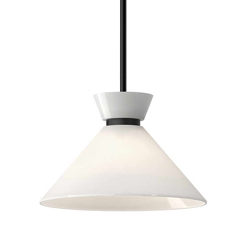 Подвесной светильник с белым стеклянным конусным плафоном Alora Mood Черный Золотой Белый в Санкт-петербурге | Loft Concept 