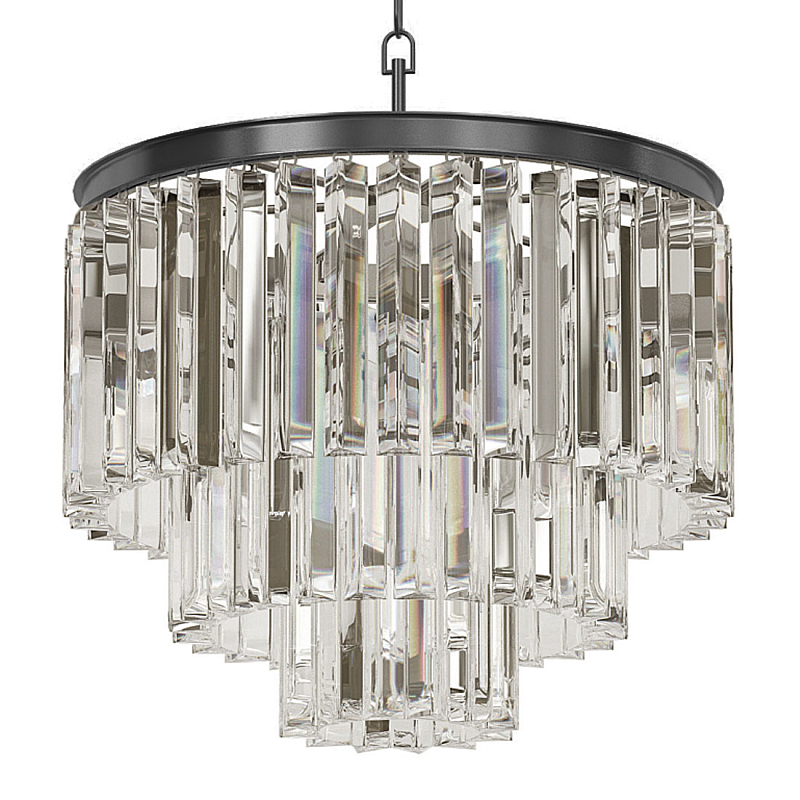 Люстра Odeon Clear Glass Fringe Chandelier - 3 rings Черный в Санкт-петербурге | Loft Concept 