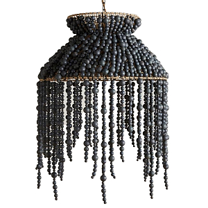 Подвесной светильник с абажуром украшенным черными бусинами Wooden Beads Chandelier Black
