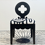 Дизайнерский стул с круглой деревянной спинкой Black and White Clover варинант исполнения - 2 | Loft Concept в Санкт-петербурге