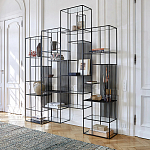 Стеллаж из металла и стекла Menzie Black Stripes Metal Rack варинант исполнения - 6 | Loft Concept в Санкт-петербурге