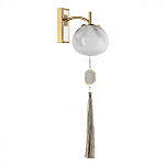 Бра с шарообразным плафоном из белого стекла с подвеской из камня Agatelle варинант исполнения - 1 | Loft Concept в Санкт-петербурге