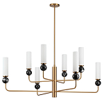 Люстра на штанге с 8-ю цилиндрическими матовыми плафонами и шарами из камня Orb Essence варинант исполнения - 4 | Loft Concept в Санкт-петербурге