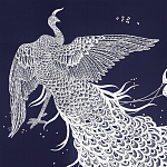 Обои ручная роспись в стиле Арт-деко Whistler Peacocks Special Colourway on Empire Blue dyed silk варинант исполнения - 1 | Loft Concept в Санкт-петербурге