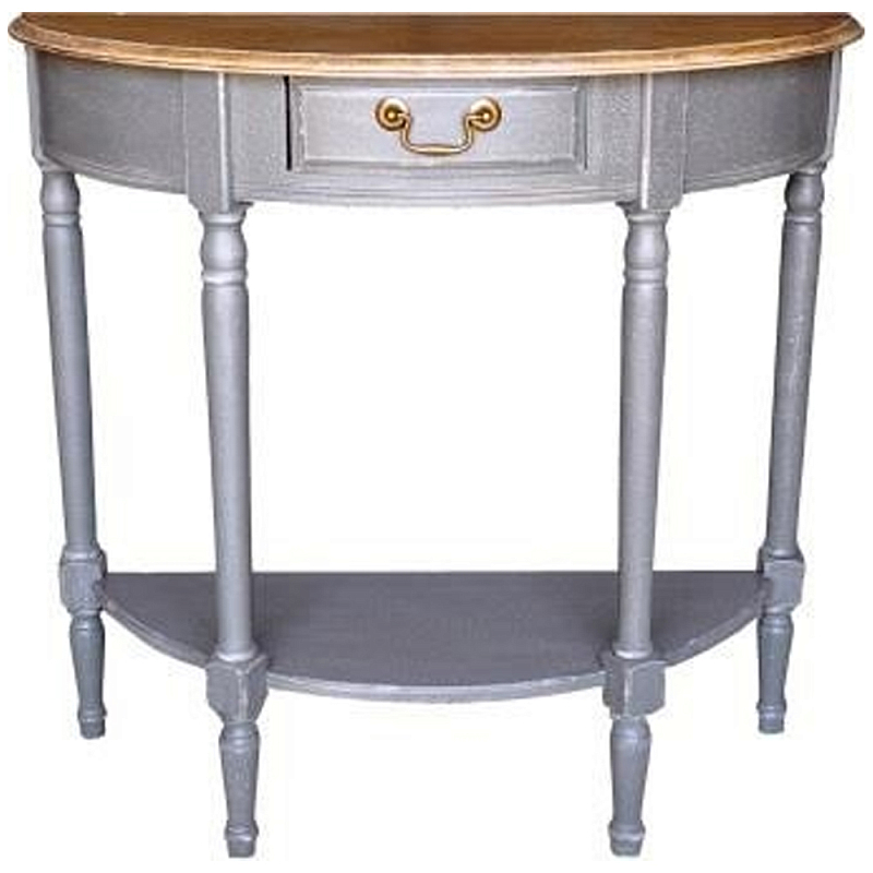 Полукруглая консоль в стиле прованс серая Margery Provence Grey Console Серый Дуб темный в Санкт-петербурге | Loft Concept 