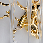 Бра золотого цвета с разветвленными ветвями и длинными прозрачными подвесками в форме стеклянных сосулек Droplet Chandelier варинант исполнения - 6 | Loft Concept в Санкт-петербурге