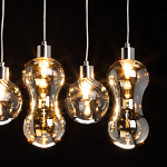 Люстра с 3-мя плафонами волнообразной формы цвета янтарь и 2-мя прозрачными шарообразными плафонами Lucid Rain  варинант исполнения - 5 | Loft Concept в Санкт-петербурге