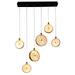 Подвесной светильник с плафонами из рельефного стекла Peony Glass Bronze Six варинант исполнения - 2 | Loft Concept в Санкт-петербурге