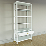 Стеллаж Elsa Dreams White со стеклянными полками и ящиком варинант исполнения - 3 | Loft Concept в Санкт-петербурге