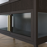 Витрина Primo со стеклянными фасадами и 2 ящиками Темный орех варинант исполнения - 3 | Loft Concept в Санкт-петербурге