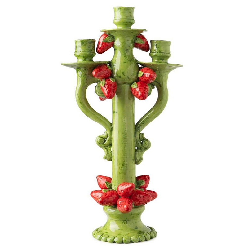 Подсвечник Candleholder Heart Strawberry X3 Зеленый Красный в Санкт-петербурге | Loft Concept 