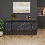 Комод с цветом фасада черный мрамор с деревянной столешницей на металлических ножках HANLEY CONSOLE HITIT BENDIR варинант исполнения - 1 | Loft Concept в Санкт-петербурге