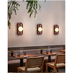 Настенный светильник овальный с деревянным основанием Wood Wall Lamp варинант исполнения - 1 | Loft Concept в Санкт-петербурге