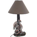 Настольная лампа с абажуром Дракон Silver Red Dragon Коричневый абажур варинант исполнения - 1 | Loft Concept в Санкт-петербурге