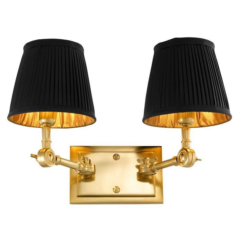 Бра Wall Lamp Wentworth Double Gold+Black Глянцевое золото Черный в Санкт-петербурге | Loft Concept 