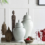 Ваза белая с крышкой однотонная Chinoiserie Ceramics варинант исполнения - 4 | Loft Concept в Санкт-петербурге