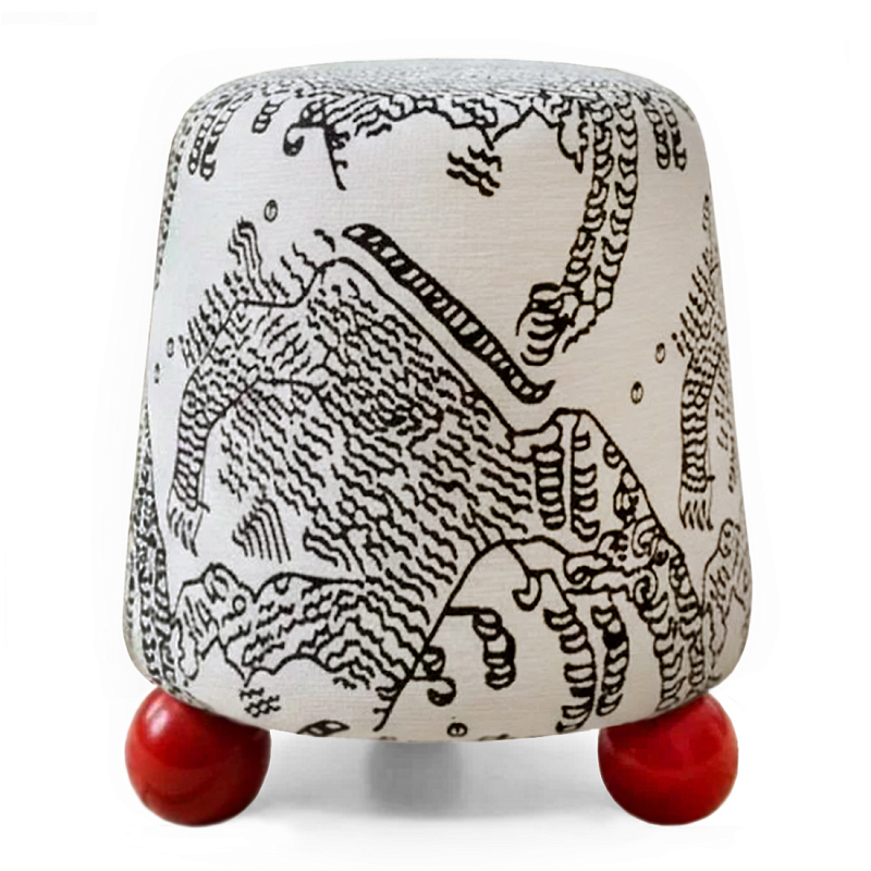 Пуф Wakonda Черно-Белый с красными ножками Белый Черный Красный в Санкт-петербурге | Loft Concept 