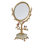 Зеркало с бронзовой подставкой в виде дерева и фарфоровыми птичками на голубом основании Eden Garden варинант исполнения - 1 | Loft Concept в Санкт-петербурге