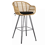 Стул барный с ротанговым плетением Half Bar Chair with Wicker с подлокотниками варинант исполнения - 2 | Loft Concept в Санкт-петербурге
