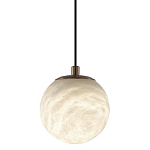Подвесной светильник с шарообразным плафоном из белого алебастра Cryptocrystalline Stone варинант исполнения - 1 | Loft Concept в Санкт-петербурге