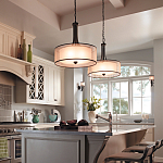 Люстра подвесная с двойным круглым плафоном из органзы и матового стекла Kichler варинант исполнения - 6 | Loft Concept в Санкт-петербурге