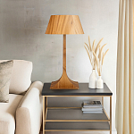 Настольная лампа со скошенным конусовидным абажуром и фигурной ножкой в цвете тик Accord Lighting варинант исполнения - 7 | Loft Concept в Санкт-петербурге