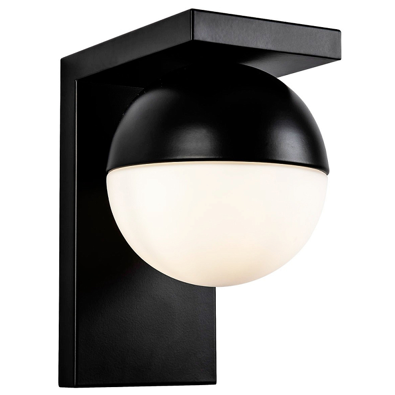 Бра с плафоном в виде шара Ponzio Flos Black Sphere Wall Lamp Черный Белый в Санкт-петербурге | Loft Concept 