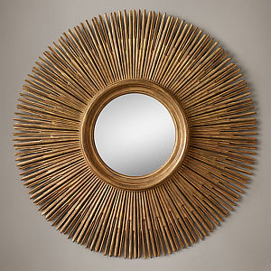 Restoration Hardware ROUND SUNBURST MIRROR Gold