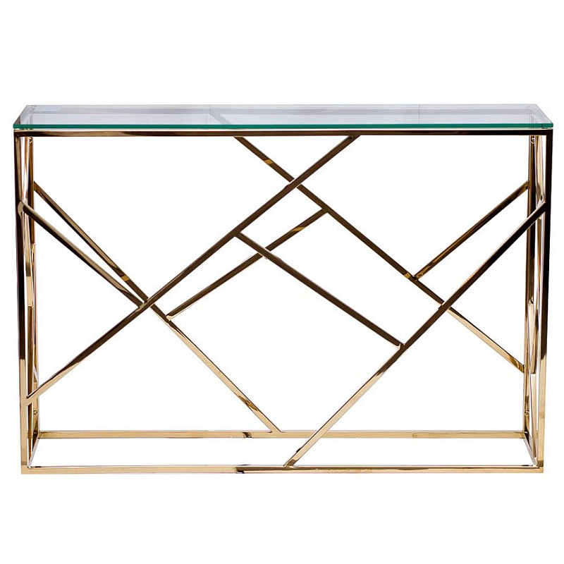 Консоль Serene Furnishing Gold Clear Glass Top Console Золотой Прозрачное Стекло в Санкт-петербурге | Loft Concept 