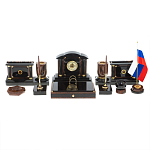 Настольный письменный набор с часами из природного камня обсидиана Peace Contract варинант исполнения - 1 | Loft Concept в Санкт-петербурге