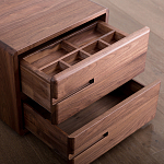 Прикроватный столик деревянный с 2-мя ящиками Moon Walnut Furniture варинант исполнения - 5 | Loft Concept в Санкт-петербурге