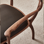 Стул деревянный с мягким сиденьем из коричневой натуральной кожи Moon Walnut Furniture варинант исполнения - 7 | Loft Concept в Санкт-петербурге