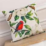 Декоративная подушка бежевая с изображением птиц и цветов Blooming Birds варинант исполнения - 2 | Loft Concept в Санкт-петербурге