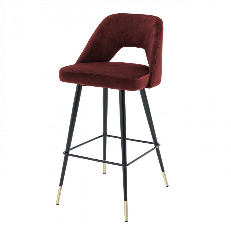 Барный стул Eichholtz Bar Stool Avorio Bordeaux Красный Черный Латунь в Санкт-петербурге | Loft Concept 