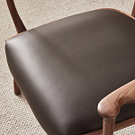 Стул деревянный с мягким сиденьем из коричневой натуральной кожи Moon Walnut Furniture варинант исполнения - 9 | Loft Concept в Санкт-петербурге