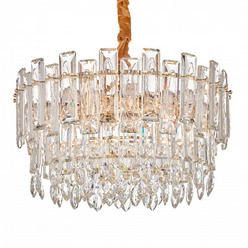 Круглая люстра с хрустальными подвесками на золотистом каркасе Gorgeous Crystal Light Золотой Прозрачный Круглая люстра с хрустальными подвесками на золотистом каркасе Gorgeous Crystal Light Золотой Прозрачный в Санкт-петербурге | Loft Concept
